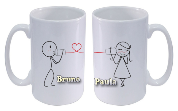 Pack 2 tazas hilo rojo + nombre personalizado