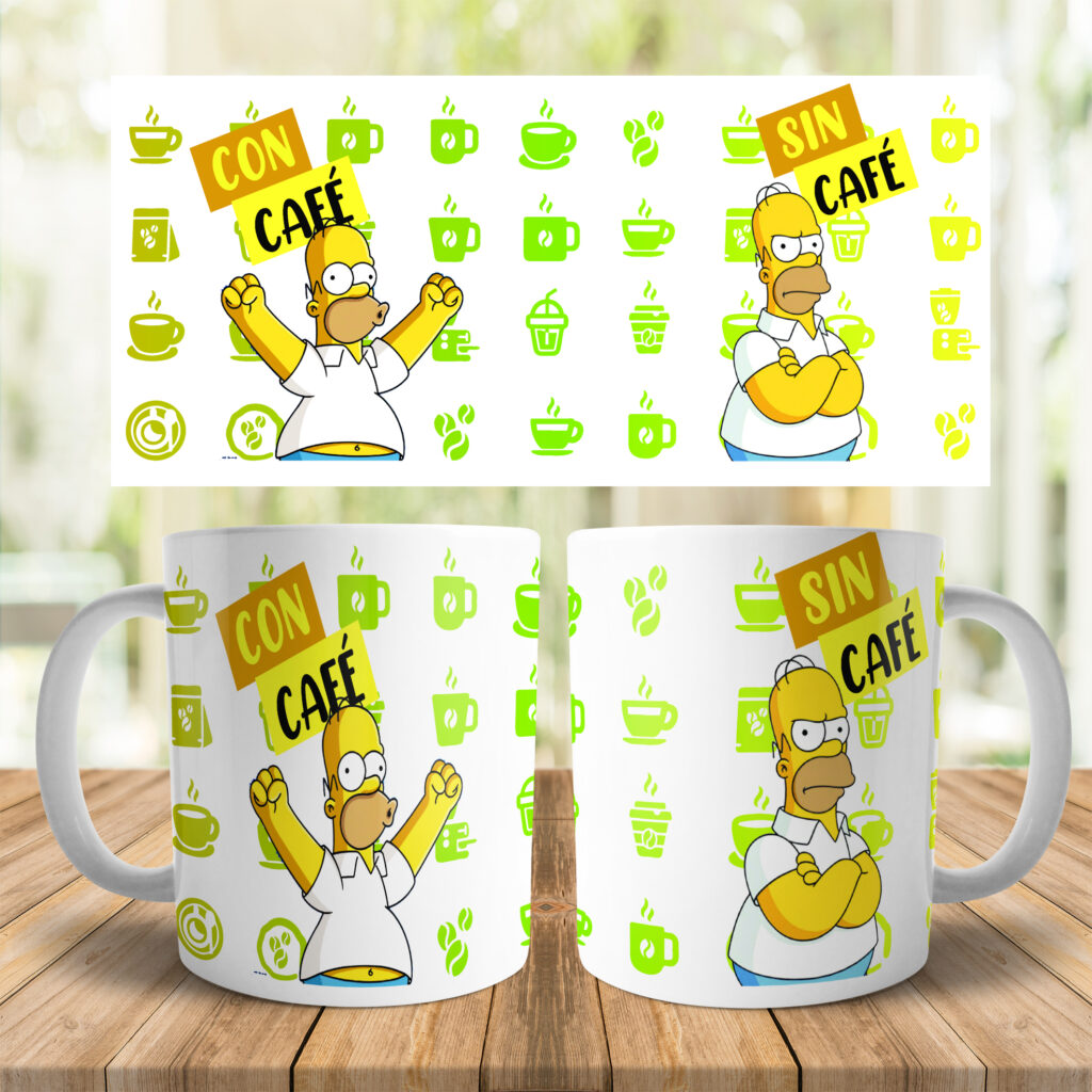 Taza Ceramica Homero Con Cafe Sin Cafe